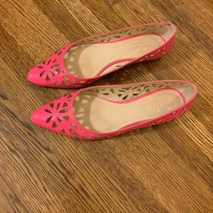 Kate Spade lasercut hot pink pointed toe flats